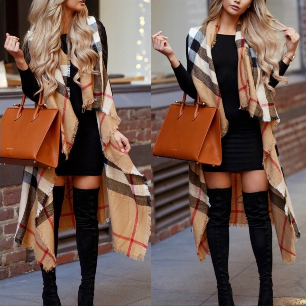 ⭐️Long drape plaid blanket vest ⭐️